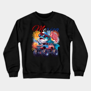 Fish riding monster truck for 4th of july Crewneck Sweatshirt